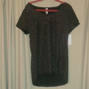 LuLaRoe Classic T in Black with Metallic Stripes